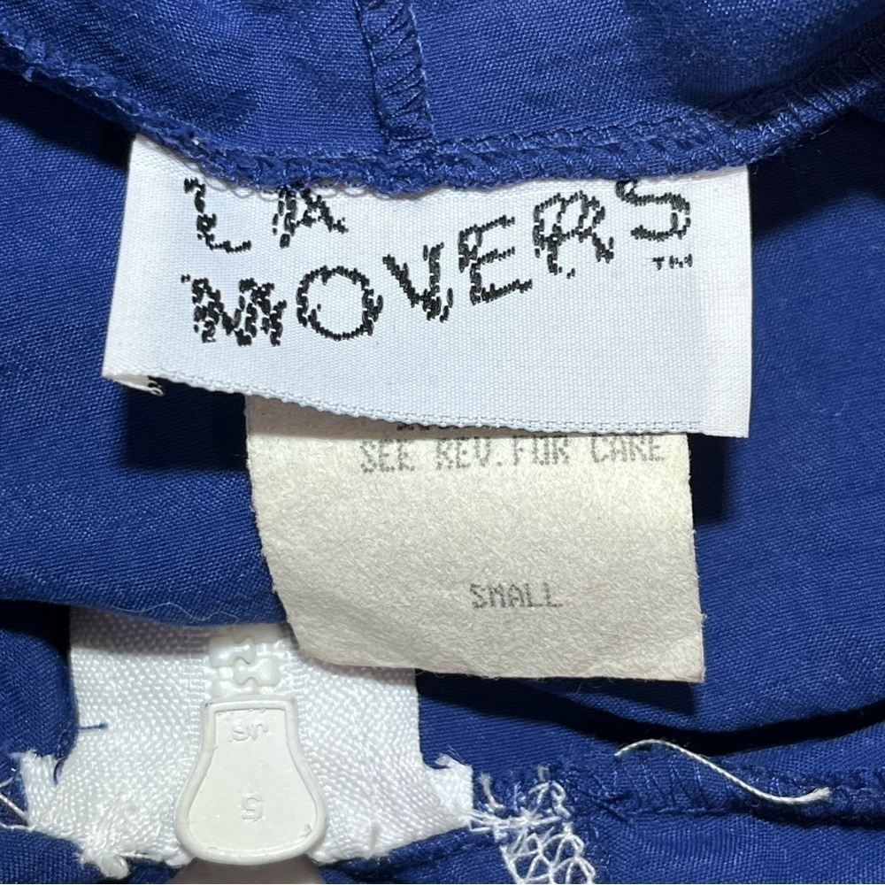 Vintage LA Movers Jacket Womens Small Blue White Striped 1/4 Zip Pullover - Picture 4 of 13